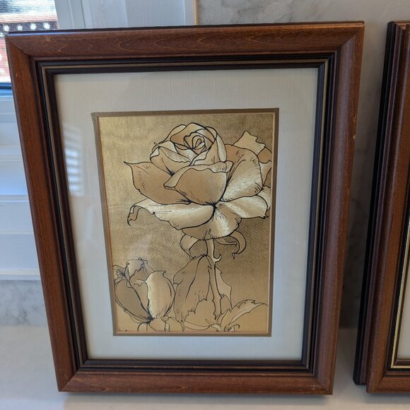 Vintage Metallic Rose and Flower Art - Picture 2 of 13